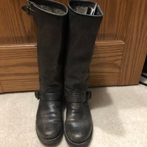 Black distressed Frye Veronica slouch boots